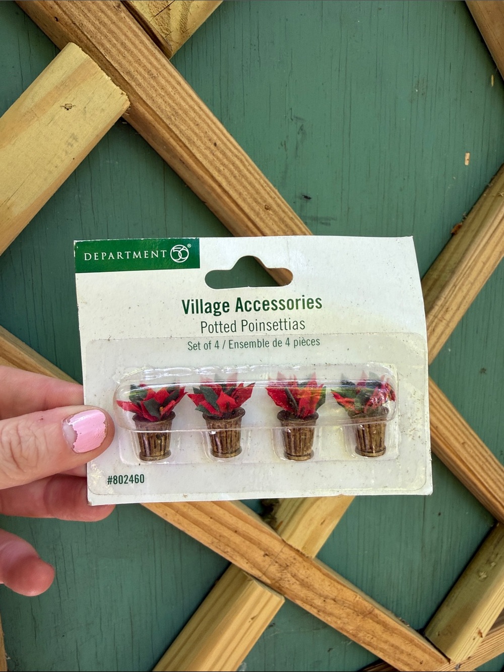 Department 56 Red and Green Mini Potted Poinsettias - Set of 4